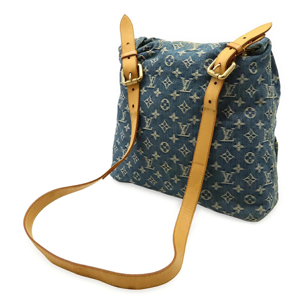 Louis Vuitton Strap Baggy Crossbody Bag Monogram Shoulder Denim Blue Long Blue